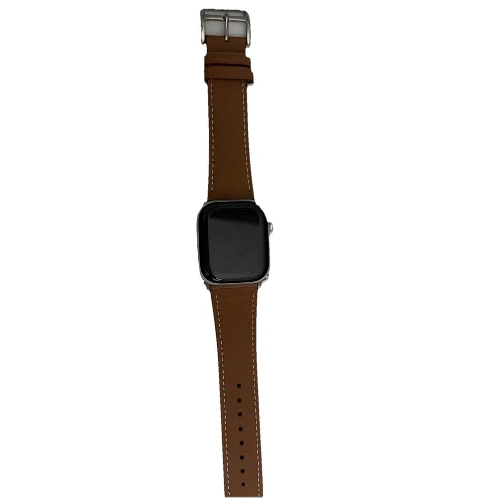 Strap Band Brown Unisex's Leather‎ replacement Band Series 10 iPhone Size 42/45